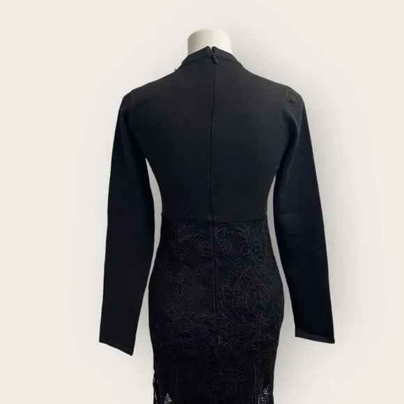 Revolve Endless Rose Long Sleeve minidress size small. Black midi dress  lace New Dresses